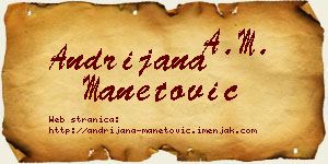 Andrijana Manetović vizit kartica